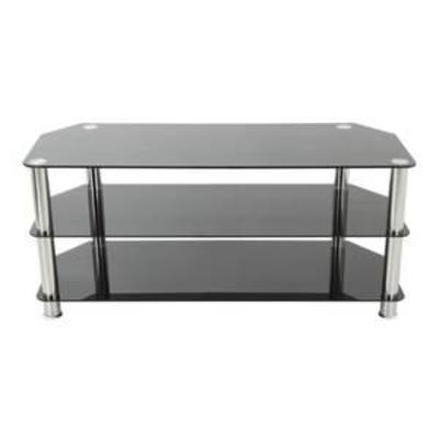 AVF TV Stand for up to 50 TVs, Black Glass, Chrome Legs