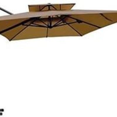 Abba Patio 9 x 12 ft Patio Offset Hanging Umbrella with Solar Lights Double Top Rectangular Cantilever Umbrella with Easy Tilt & Cross...