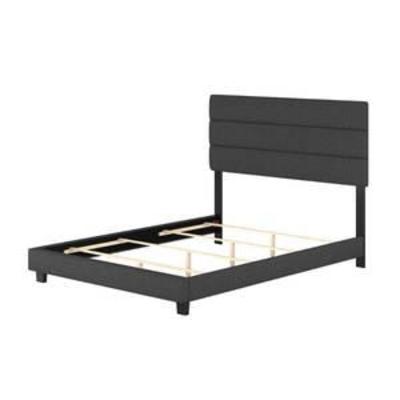 Rest Rite Vivian Black Linen Full Upholstered Platform Bed Frame