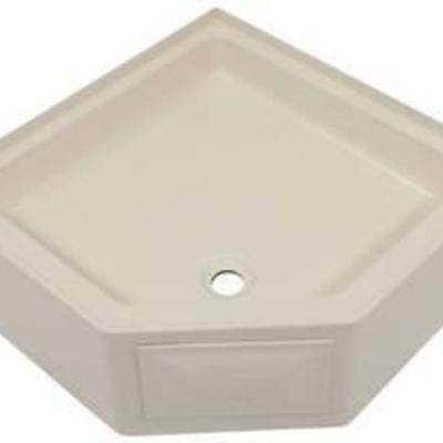 Better Bath 298087 Parchment 27 x 27 Corner Shower Pan with Center Drain