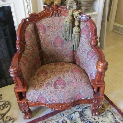 Victorian style chairs in a lush fabric