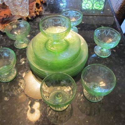 collection of vaseline glass