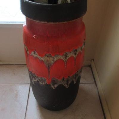 Mid-Century Drip Glaze Large Vase/Umbrella Stand  