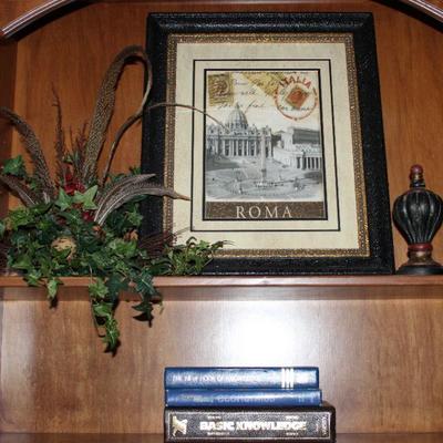 "Roma" Rome Italy Stamp Print, Silk & Feather Floral , books, etc.