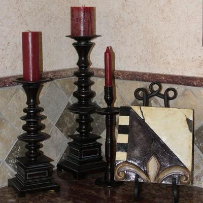 Z Galleries Westgate Candle Stands:  12â€ Slender  Candle Holder,  17.5â€  and 13â€ Candle Stands.  Shown with Fleur de Lis Decorative...