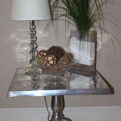 Also shown: Herminie Stacked Ball Acrylic Table Lamp (1 of 2 shown), Block Glass Vase with Faux Wild Grass and Pedestal Glass 12â€D Bowl...