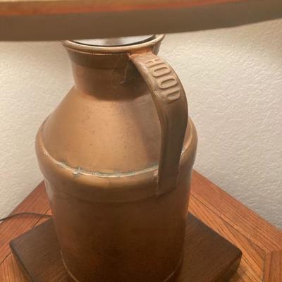 Copper jug lamp marked 
