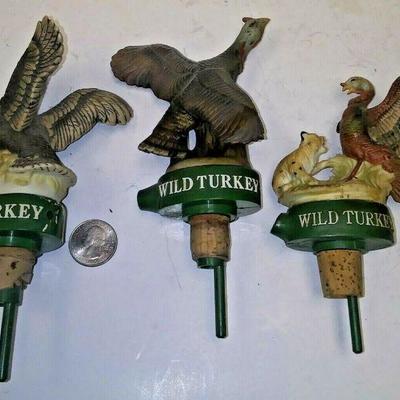 WL3057 https://www.ebay.com/itm/124267482167 WL3057 LOT OF THREE VINTAGE WILD TURKEY KENTUCKY BOURBON BOTTLE TOPPER POUR ST Auction...