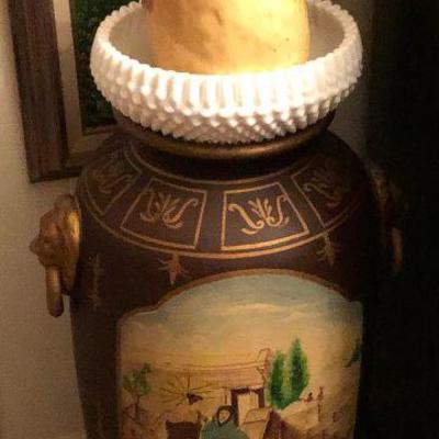 WL4011 https://www.ebay.com/itm/124268071656 WL4011: Tall Hand Paint Vase with Lion Head Handles Local Pickup Auction  Starts After 6PM...