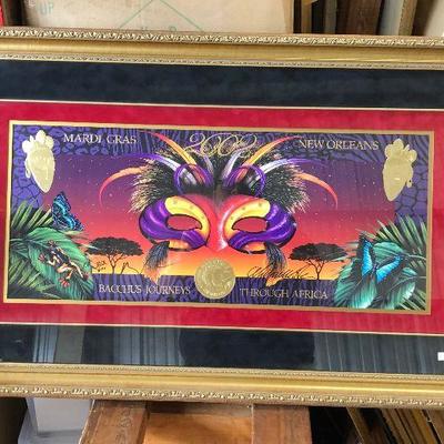 WL6013 https://www.ebay.com/itm/124268114435 WL6013: Baccjus 2002 Michael Hunt Signed and Numbered Framed New Orleans Mardi Gras Poster...