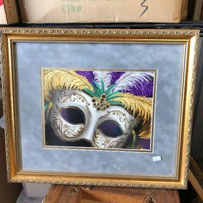 WL7061 https://www.ebay.com/itm/114315374215 WL7061: New Orleans Mardi Gras Mask Mixed Media Framed Art Local Pickup Buy-It_Now  $95.00 