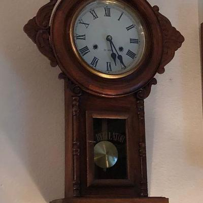 WL5002 https://www.ebay.com/itm/124268075185 WL5002: Antique Regulator Clock Wall Hanging Local Sale Pickup Auction  Starts After 6PM...