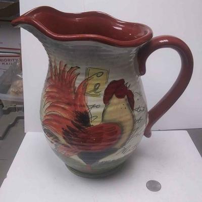 https://www.ebay.com/itm/124270017217	WL3051 USED CERAMIC GLAZED WATER PITCHER WITH CHICKEN ART BY ARTIST SUSAN WINGET 10 INCH HIGH WL3...