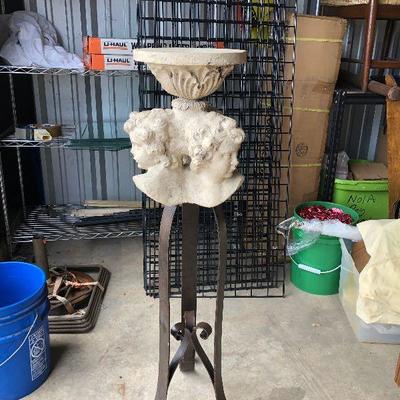 WL7051 https://www.ebay.com/itm/124268100009 WL7051: Concrete  and Wrought Iron Angel Plant Stand Pedestal Local Pickup Auction  Starts...