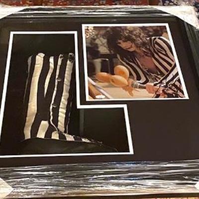Steven Tyler of Aerosmith certified signed photo and boot worn in concert.