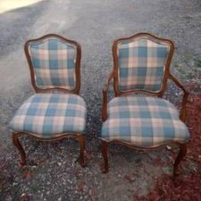 2 matching color chairs one captains chair and one side