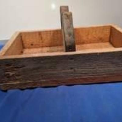 antique tool box with leather strap
