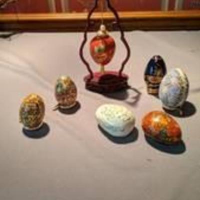 7 decorative eggs one hand painted