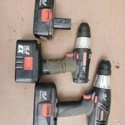 LOT of 2 19.2 Volt Craftsman Drills w Additional Battery