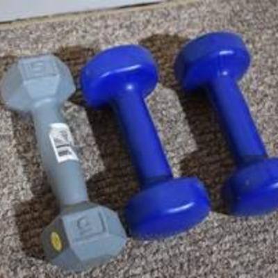 Lot of 5 Pound Dumbell Hand Weights - Exercise Equipment