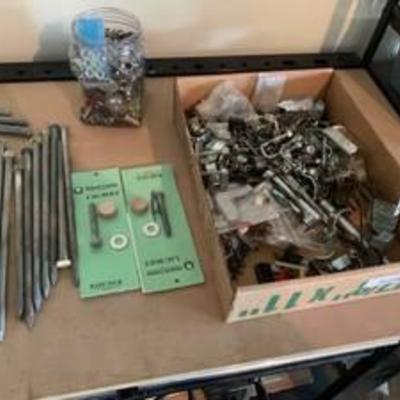 Lot of Bolts, 12 Spikes, Stakes, & Assorted Hardware