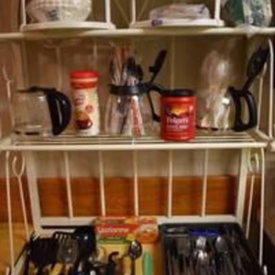 Kitchenware- Coffee Pots, Silverware, Lazy Susan, Utensils, Brass Coaster Set & More