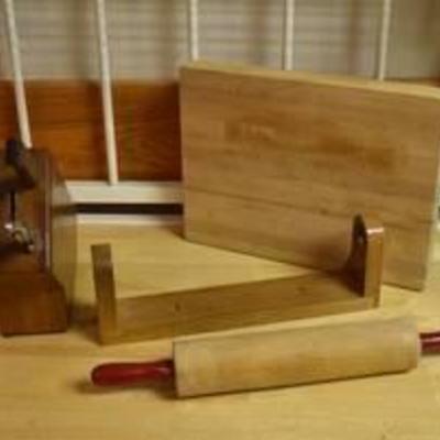 Kitchen Tools -Knife Block Paper Towel Holder, Cutting Board, Rolling Pin