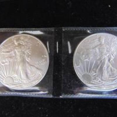 (2) - 2017 Silver Eagle Coins - 2 Oz. .999 Fine Silver