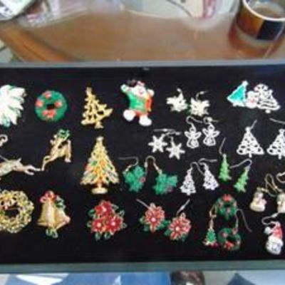 Christmas Brooches and Earrings