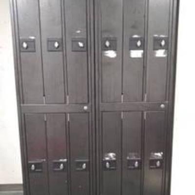Black Metal Lockers (2 pieces, 12 individual lockers)