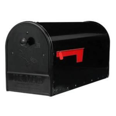Gibraltar Outback Galvanized Steel Post Mounted Black Double Door Mailbox 10.6 in. H x 8.5 in. W x 23.7 in. L