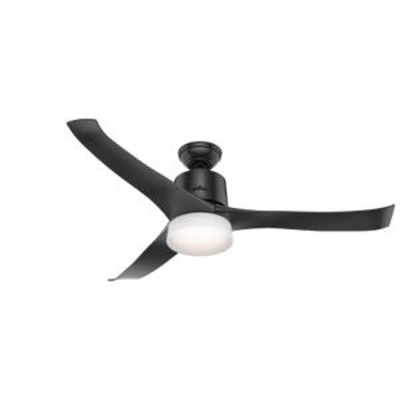 Hunter Wifi 54 Symphony Matte Black Ceiling Fan with Light Kit and Remote