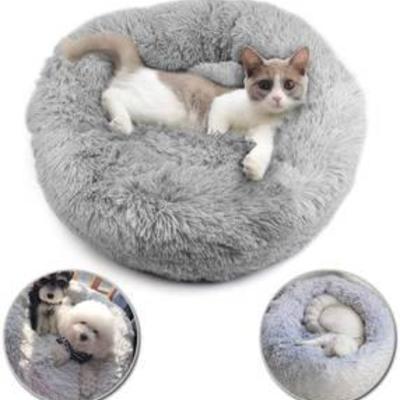 Dog Bed for Small & Medium Dogs,Washable Donut Plush Calming Pet Bed,Waterproof Self Warming Cushion Pillow for Cat or Puppy Up to...