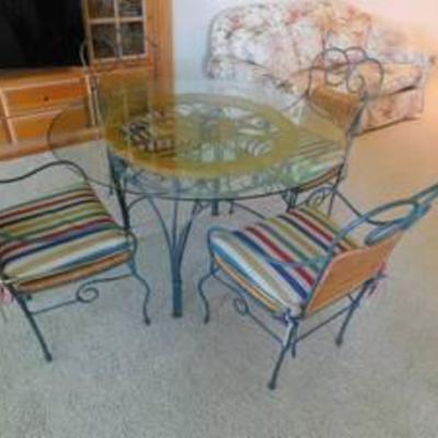 Metal Glass Dining Table & 4 Chairs