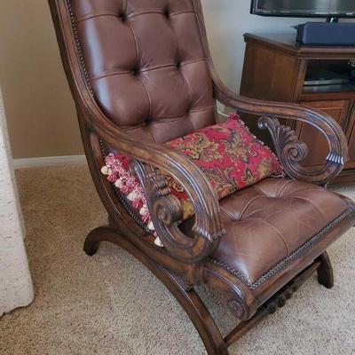 430	
Wooden Accent Chair with Leather Cushioning
Measures approx 28