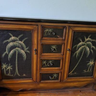 4 drawer 2 cabinet door cabinet with Palm tree decor
48
