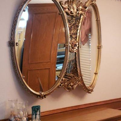 Large Duo Oval Vintage Mirror