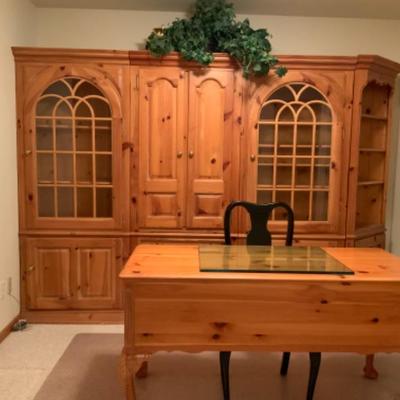 Thomasville five piece wall unit and desk.