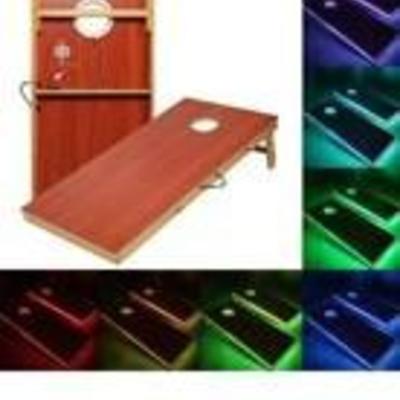 UKASE Light Up Cornhole Boards 2'x 4' Solid Wood Cornhole Game Sets with Changing Edge and Ring LED Lights