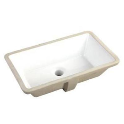 Kingsman Hardware White Ceramic Rectangular Undermount Bathroom Sink with Overflow