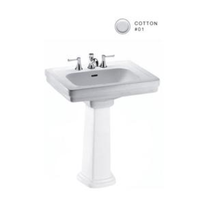 TOTO Promenade 27-12 Pedestal Bathroom Sink with 3 Faucet Holes Drilled and Overflow - Less Pedestal