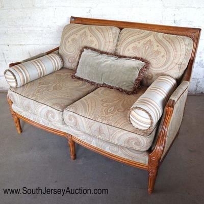 Lot: 456 - Contemporary double cane French loveseat with

Contemporary double cane French loveseat with accent pillow and Nice upholstery...