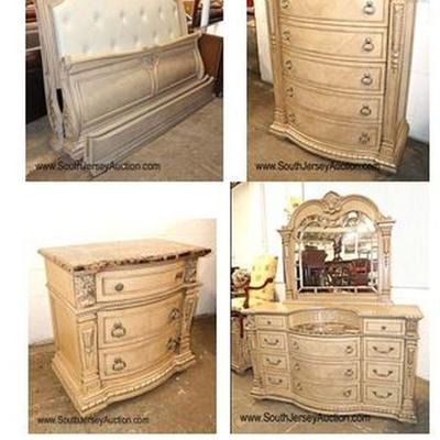 Lot: 700 - AWESOME like new condition 4 piece carved and

AWESOME like new condition 4 piece carved and ornate king size bedroom set with...