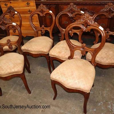 Lot: 673 - Set of 6 ANTIQUE walnut Victorian carved dining

Set of 6 ANTIQUE walnut Victorian carved dining room chairs
