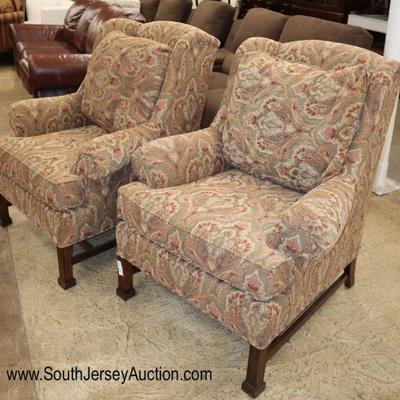 Lot: 656 - PAIR of Thomasville Furniture petit point style

PAIR of Thomasville Furniture petit point style upholstered fire side chairs...