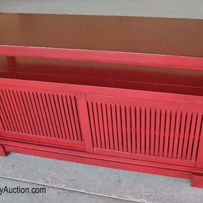 Lot: 464 - Contemporary Asian inspired red lacquer credenza

Contemporary Asian inspired red lacquer credenza with sliding door by Pier 1...