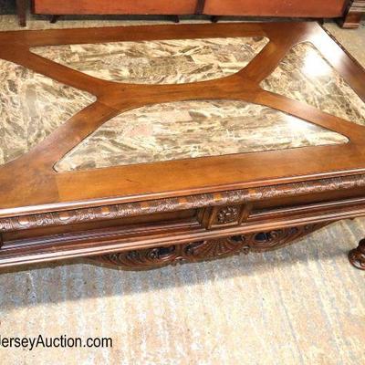 Lot: 633 - Traditional style carved and fancy marble inserted

Traditional style carved and fancy marble inserted coffee table
