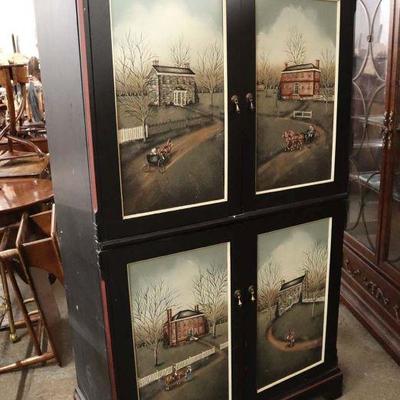Lot: 590 - Pennsylvania House Furniture paint decorated

Pennsylvania House Furniture paint decorated country cabinet with pull out tray...