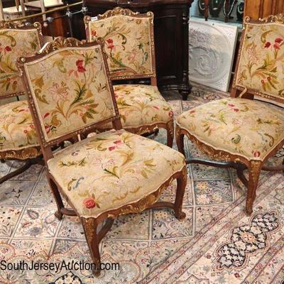Lot: 430 - Set of 4 Antique French needlepoint side chairs in

Set of 4 Antique French needlepoint side chairs in the mahogany frame with...