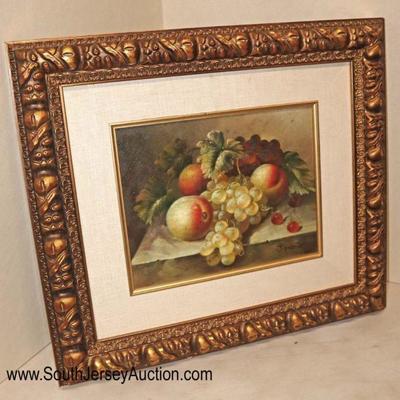 Lot: 741 - Signed J. Palmer hand painted oil painting

Signed J. Palmer hand painted oil painting #10-6-CWA112 in carved gold gilded...